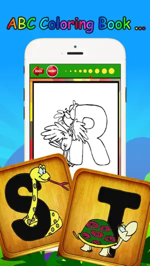 ABC动物卡通话着色书页教育孩子成人游戏截图4